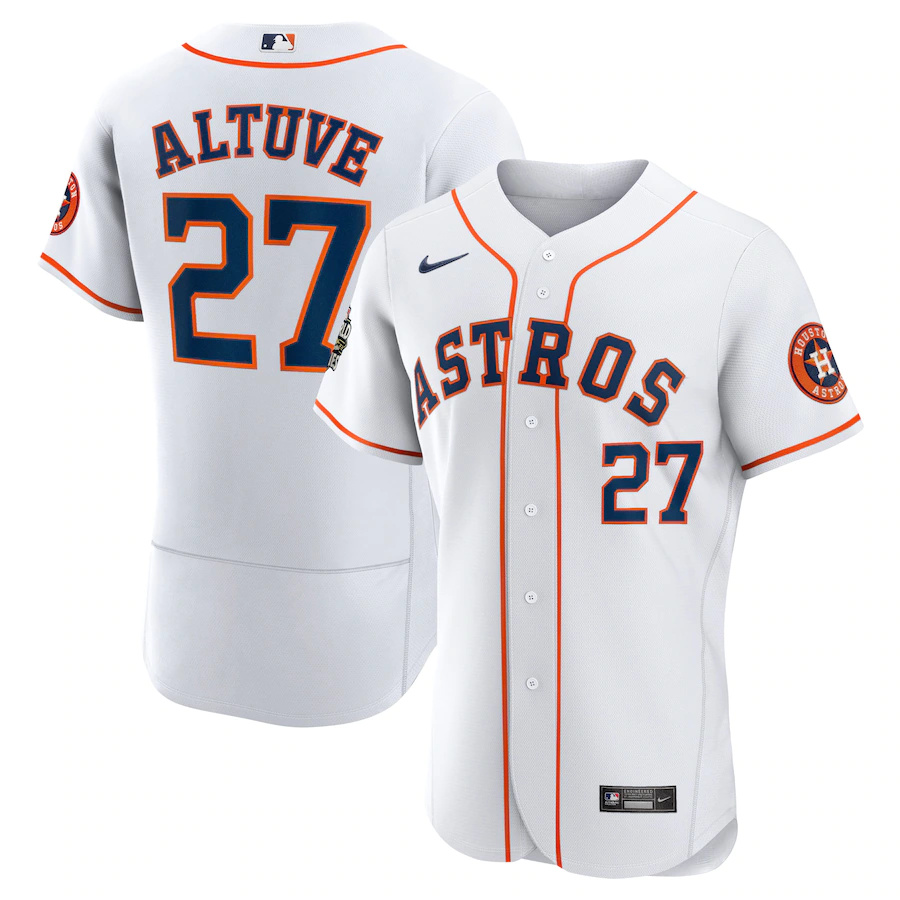 Men Houston Astros 27 Jose Altuve Nike White 2022 World Series Home Authentic Player MLB Jersey
